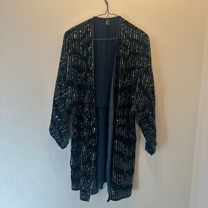 Zara velvet Chic green Kimono with Silver Accents